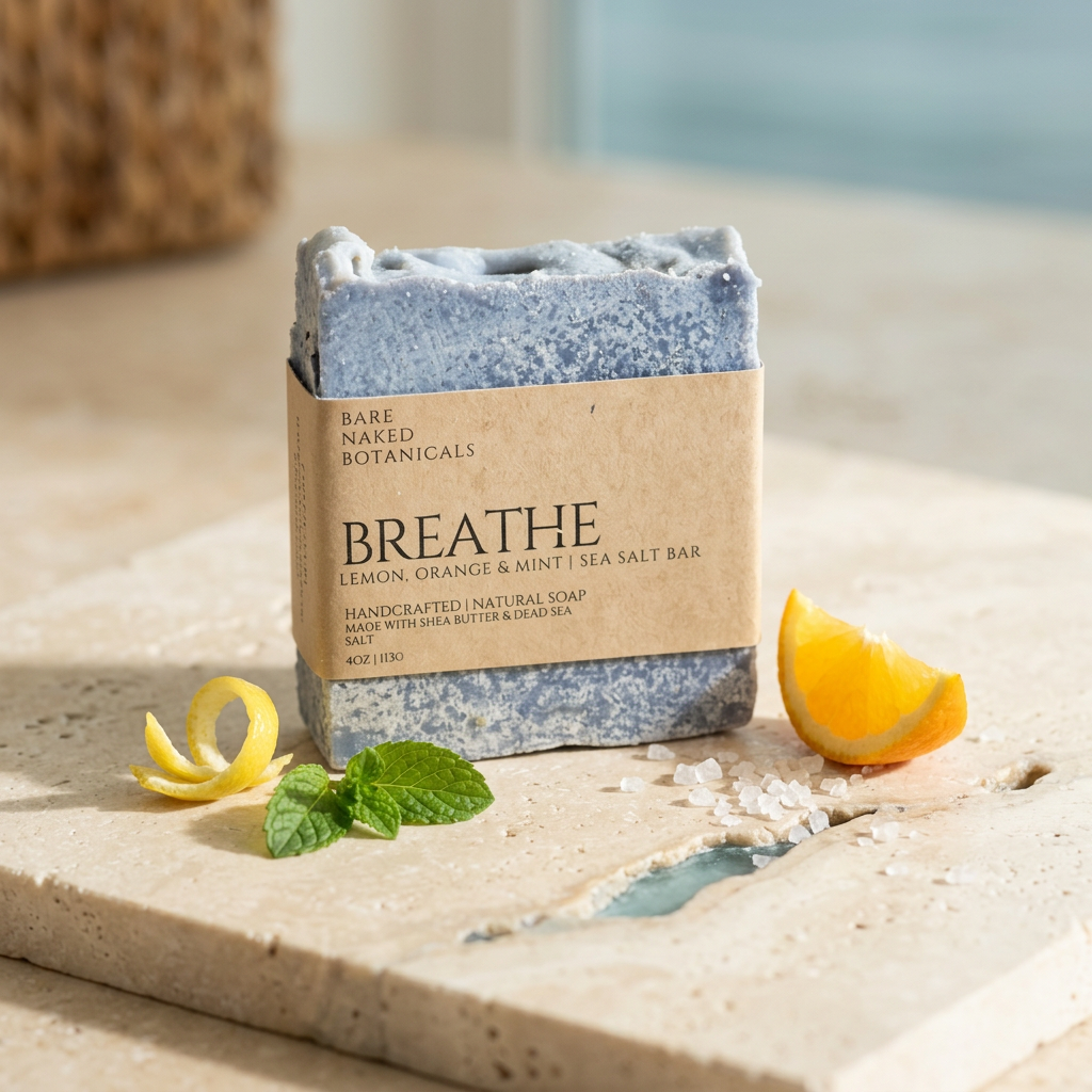 Breathe Lemon + Orange + Mint Sea Salt Bath Bar
