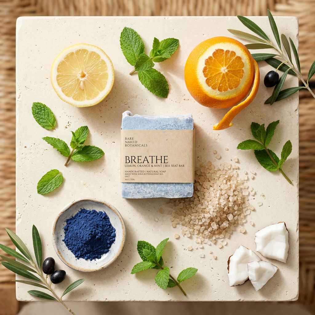 Breathe Lemon + Orange + Mint Sea Salt Bath Bar